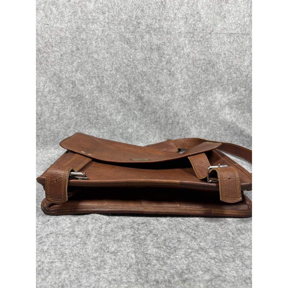 Handmade World Messenger Bag Large Brown Leather Vintage Laptop Satchel - Picture 10 of 16